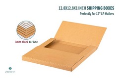 50-Pack 12-inch Vinyl Record Mailers, 12.8×12.8×1 inch LP Albums Corrugated S…
