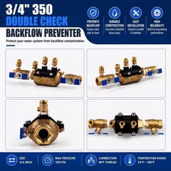 34-350 Backflow Preventer 3/4” Double Check Valve 350XL Replacement for Zurn
