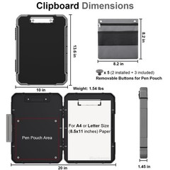 Thicker Clipboard with Storage, Internal Pen Pouch Included, A4 / Letter Size