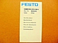 FESTO VABM-B10-255-G38-4 Series FD58 – 8026263 – Manifold Block Factory Sealed