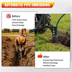 Pipe Layer Attachment for 3-Point Ripper Hitch Lawn Trencher Subsoiler Tractor