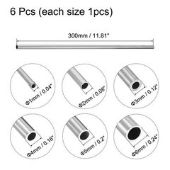 6pcs 304 Stainless Steel Tube 1mm-6mm OD 0.15mm/0.6mm Thick 300mm Length