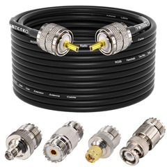 Ham Radio Coax Cable 50 Ohm,RG58 Coaxial 49.2Ft,UHF PL259 49.2ft, Black