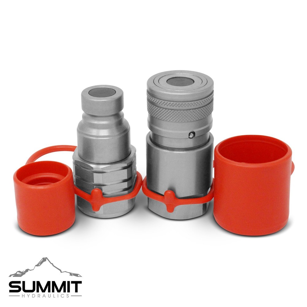 Flat Face Hydraulic Quick Connect Coupler Set, 1/2″ SAE, 3/4″-16 ORB Thread