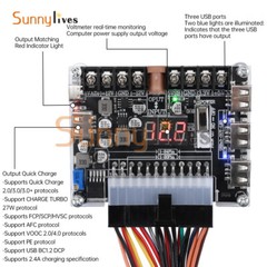 20Pin 24Pin ATX Power Supply Breakout Board Adjustable Voltage Module + Case DIY