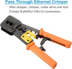 RJ11 RJ12 RJ45 Crimp Tool Pass Thru Cat5 Cat5e Cat6 Cutter Stripper Crimper Tool