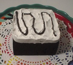 Display Fake Food Dark Chocolate Sheet Cake Slice With Frosting