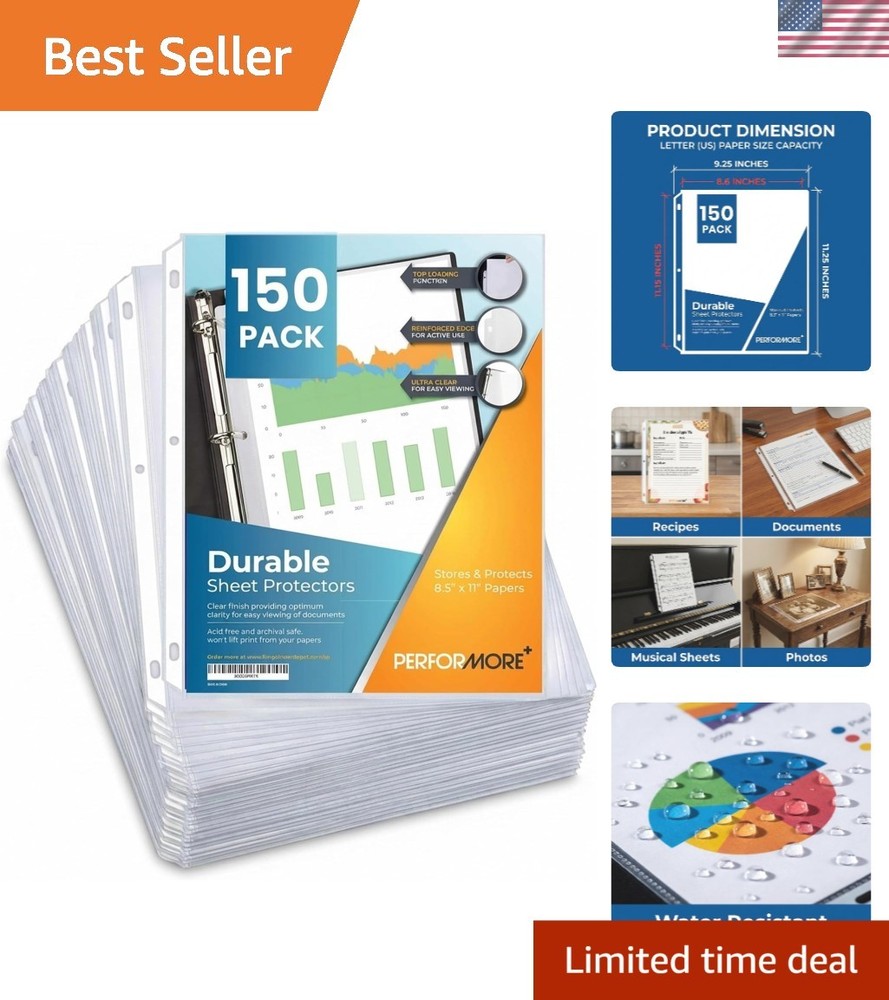 Top Quality 150 Clear Sheet Protectors for 8.5 x 11 Documents – High Capacity