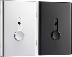 Tatuo 2 Pcs Black Silver Business Card Holder Thumb Drive Stainless Steel