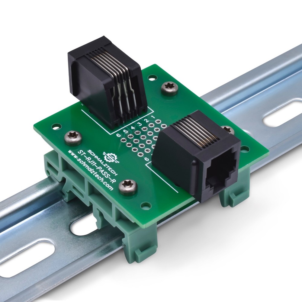 RJ11 6P6C Pass-Through Breakout Board DIN Rail Mount ST-RJ11-PASS-R-DIN