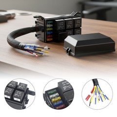 12V Fuse Relay Box 4 Relays and 6 Way ATC/ATO Fuses for Auto Car Marine Boat