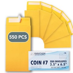 MOS 7 Gold Coin Envelopes 3.5 x 6.5 Inch 550 Pack — Self-Seal Yellow Money En…