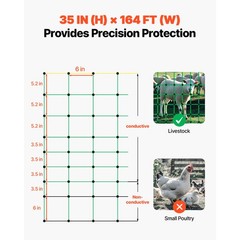 VEVOR Electric Netting Fence Kit Sheep Fencing 35″H x 164’L with Posts Spikes