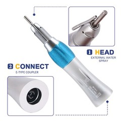 Dental Surgical Straight Handpiece 1:1 Nose Cone W/ External Irrigation Pipe SA