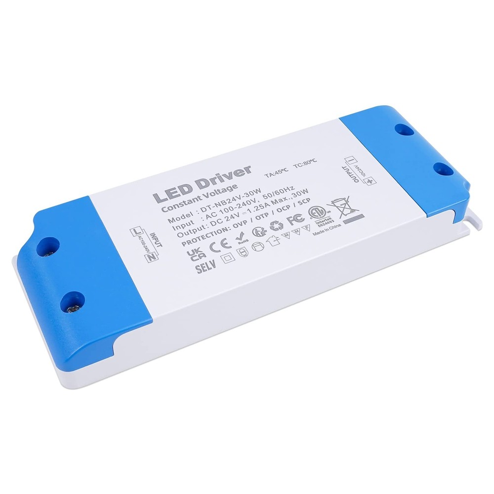 24V LED Driver 30 Watt, AC 100V-130V to 24 Volt Switching Power Supply Unit, …