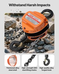 VEVOR Hand Chain Hoist 1100 lbs Capacity 10 ft Manual Chain Block with G80 Chain