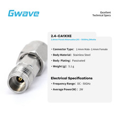2.4mm Fixed Attenuator, DC – 50GHz, 2Watts