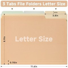 File Folders Letter Size 18 Pack Assorted Colors Two-Tone 1/3 Cut Tab 8.5×11