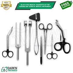 Black 8 Pcs Medical Diagnostic Kit For Nursing EMT Surgical Medical Instrument
