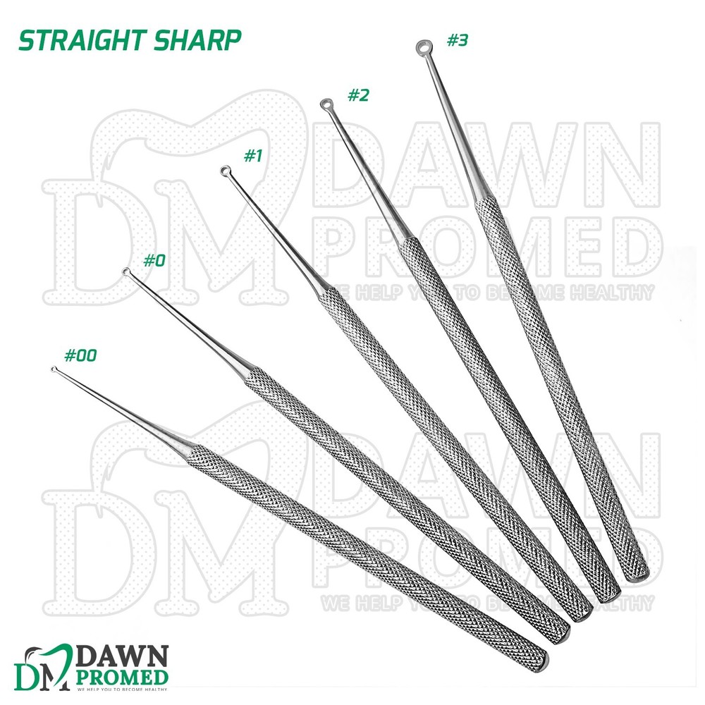 Buck Ear Curettes 6.5″ Sharp & Blunt Straight & Curved ENT Surgical Instruments