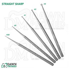 Buck Ear Curettes 6.5″ Sharp & Blunt Straight & Curved ENT Surgical Instruments