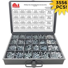 #6#8#10 Phillips Pan Head Machine Screws Bolts Nuts Washers Assortment 3556PCS!