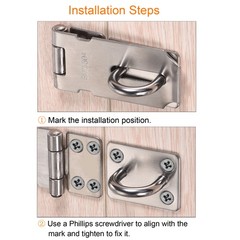 5″ Stainless Steel Thick Door Latch Hasp Lock Padlock Clasp with Screws Silver