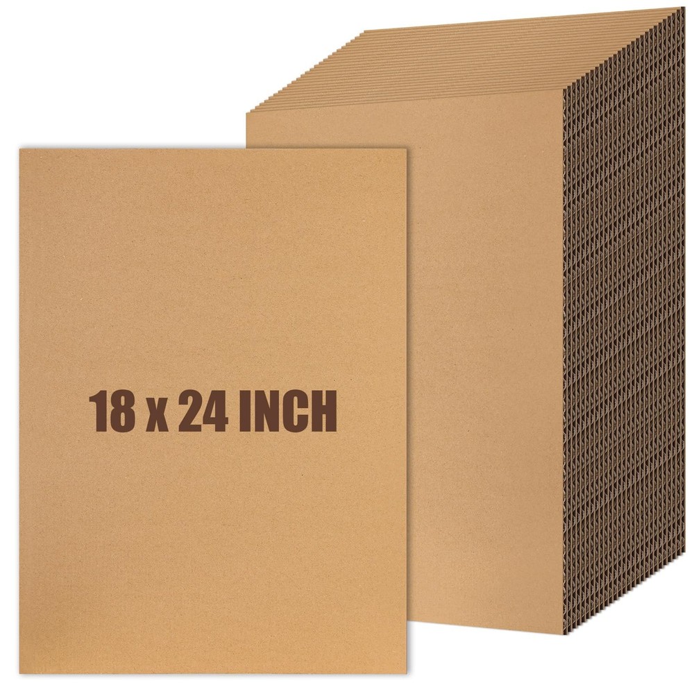 30 PCS 24×18 Inch Corrugated Cardboard Sheets Flat Packaging Insert Pad