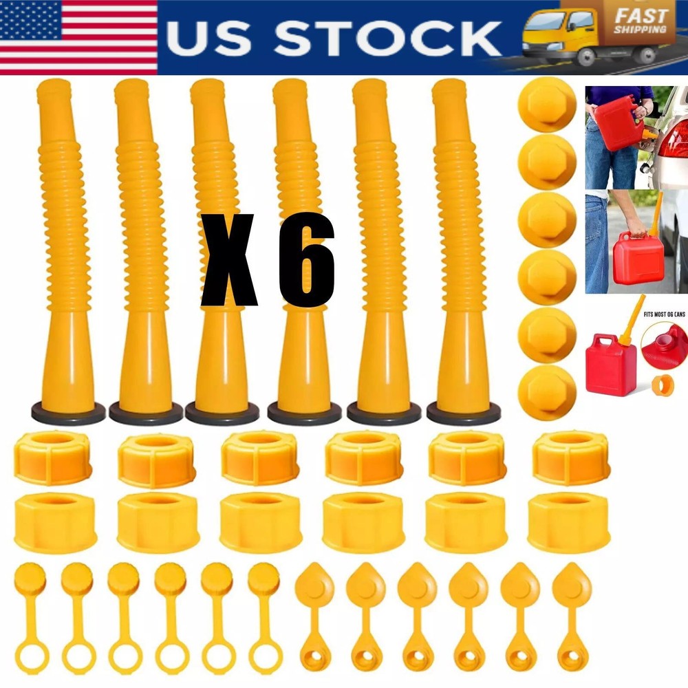 6X Replacement Gas Can Spout Nozzle Vent Kit for Plastic Gas Cans Old Style Cap