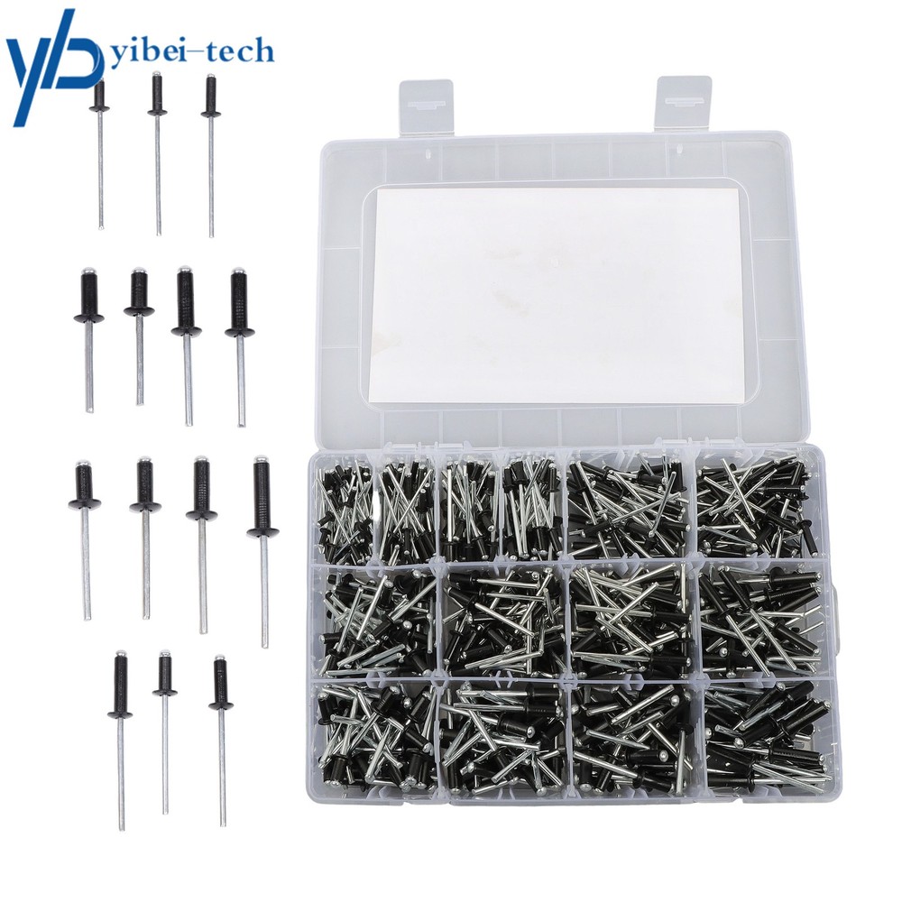 500 sets of rivet kits 3/32″ 1/8″ 5/32″ 3/16″ With 14 Standard Sizes W/ a Box