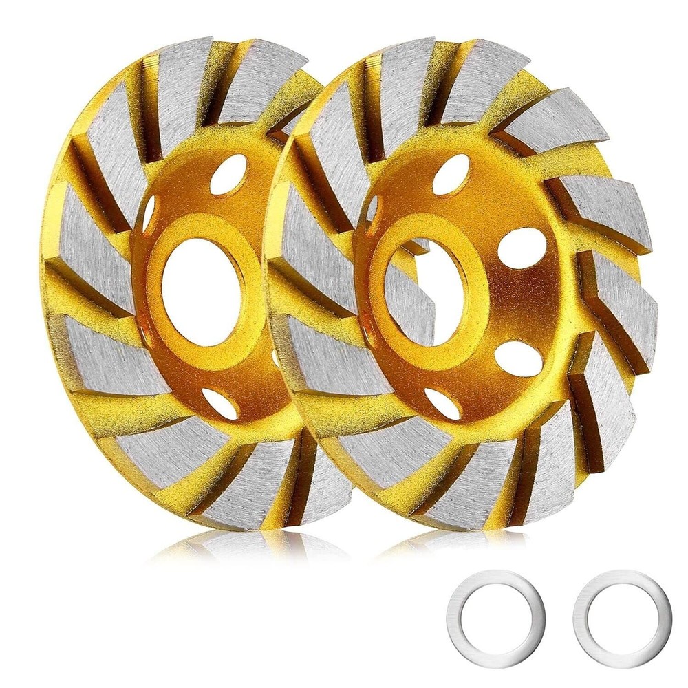 2 Pcs 4 inch Diamond Segment Grinding Wheel Disc Grinder Cup Concrete Stone Cut