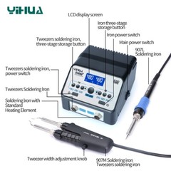 YIHUA 938BD+ Tweezers 2 in 1 Soldering Station Soldering Iron Kit Rework Station