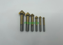 6 Pc 3 Flute HSS Titanium Chamfer Chamfering End Mill Cutter Bit Countersink Set