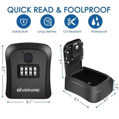 Lock Box, 4 Digits Combination Lockbox, Waterproof Outdoor Key Hider for Hous…