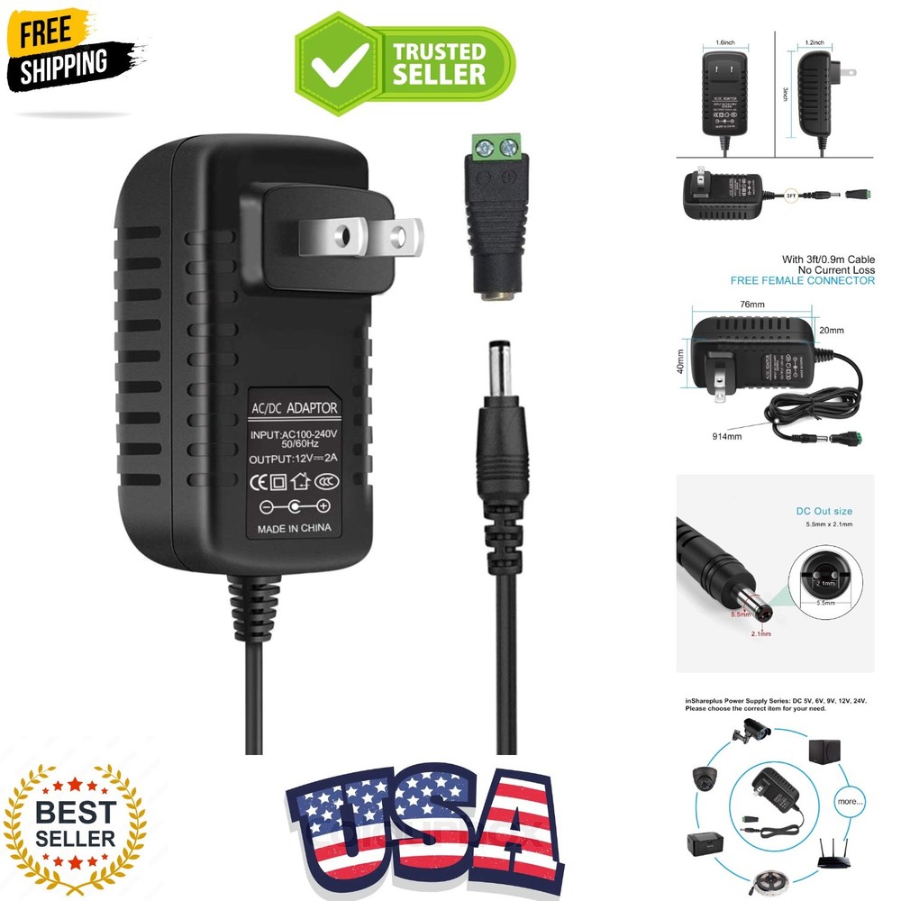 12V Power Supply, 12V 2A 24W Switching Power Supply Driver, Power Adapter, AC…