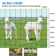 Electric Fence Netting, 42.5″ H X 164’L, Electric Netting Fence for Cattle, Shee