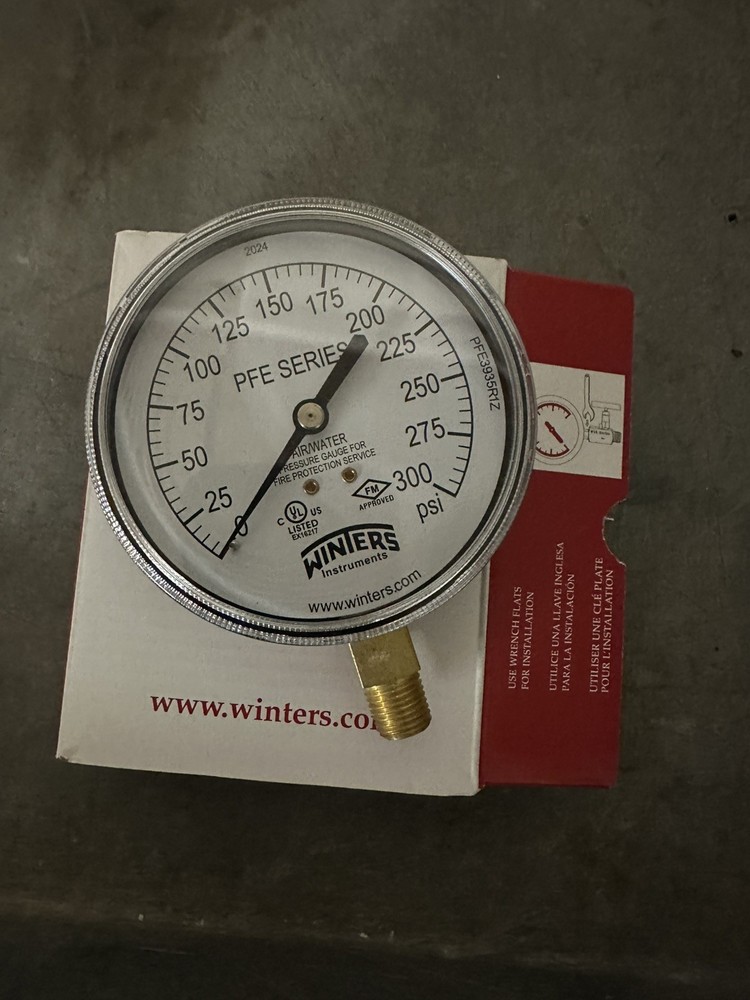 Winters PFE Series Water Pressure Gauge 0–300 PSI Fire Protection UL