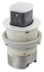 HUBBELL 15A Kitchen Counter Receptacle, Surface Mount, Pop Up, RCT200WH, WHITE
