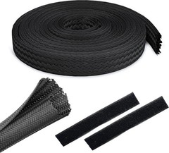 Split Braided Cable Sleeve Nylon Self Wrap Wire Loom Cord Management Protector