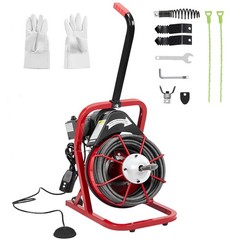 75Ft 1/2″ Drain Cleaner Machine with Auto Feed & 4 Cutters, Heavy Duty Electric