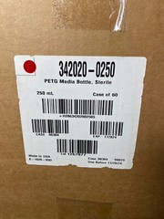 NALGENE 250mL Square PETG Media Bottles w/ Closure Sterile 342020-0250 (60/cs)