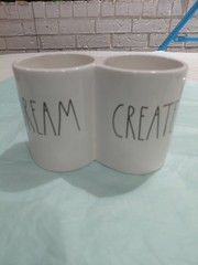 Rae Dunn Ceramic “Dream Create” Holder Desk Office Organizer EUC No Chip