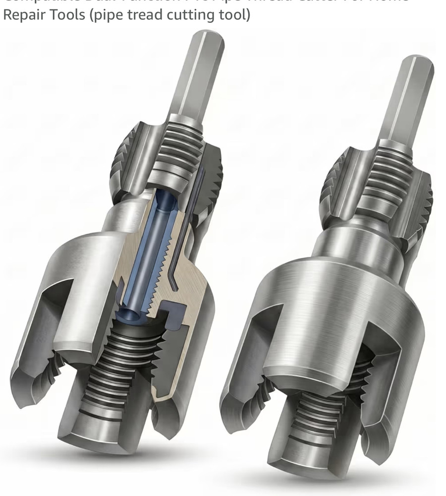 Integrated Pipe Threading Tool, 1/2“ And 3/4” Drill Compatible Dual-Function Pvc