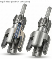 Integrated Pipe Threading Tool, 1/2“ And 3/4” Drill Compatible Dual-Function Pvc