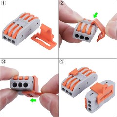 Spring Lever Terminal Block Electric Cable Wire Connectors Adapter 3 Way 10 Pack
