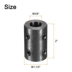 Shaft Coupling 5/8″ Bore 1-1/4″ OD 2″ Length Rigid Coupling 4 Set Screws