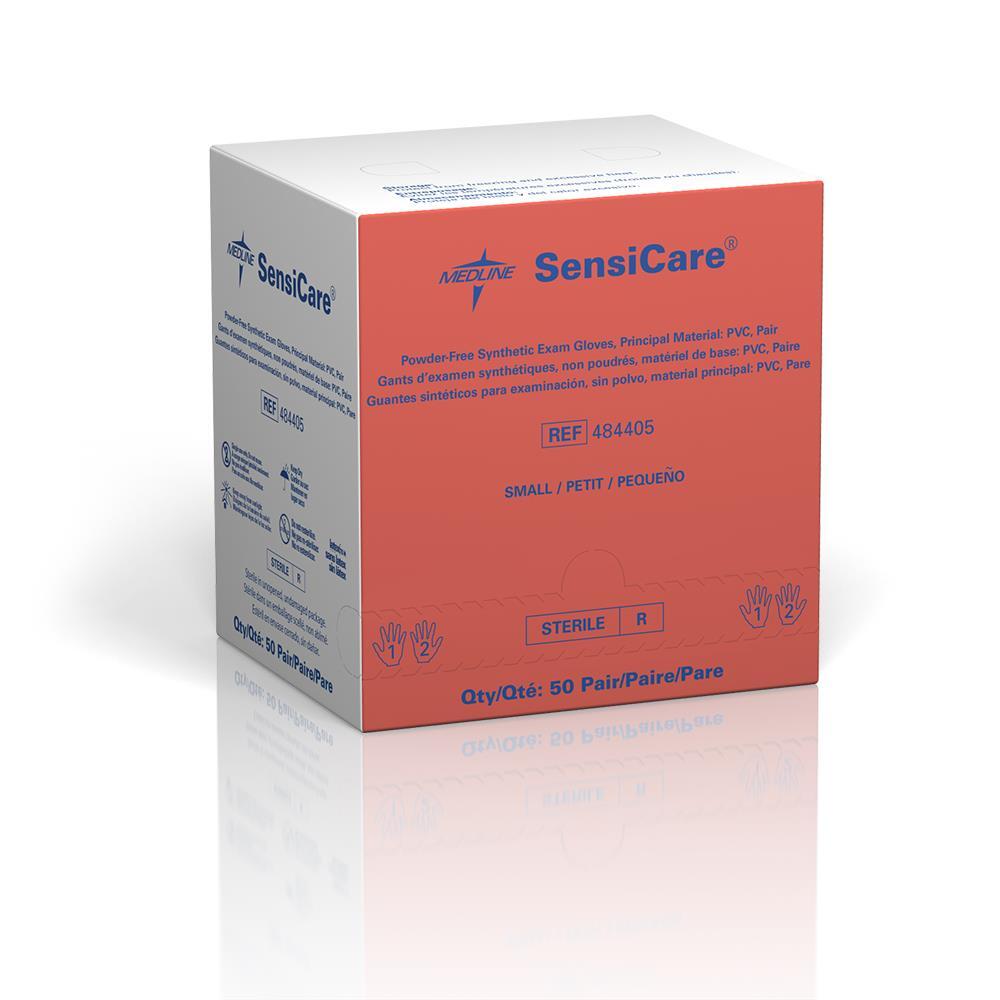 SensiCare Sterile Vinyl Exam Gloves, Small, 50