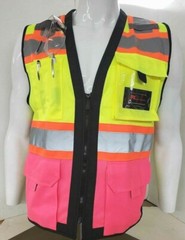 Three Tone High Visibility Yellow / Pink Safety Vest Size Small – 3XL