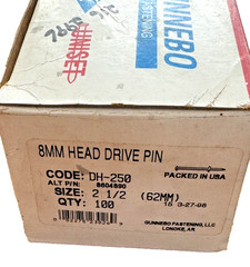 Gunnebo Fastening Uniset 62MM DH-250 8 MM Head Drive Pin 2.5″ Long Qty 100 New