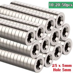 10/20/50X Strong Countersunk Ring Magnets 25 x 5mm Hole 5mm Rare Earth Neodymium
